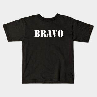 Bravo in white font, military style Kids T-Shirt